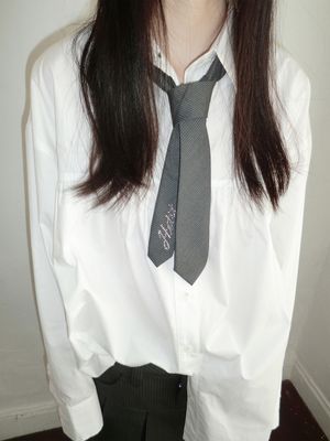 스쿨 걸 타이 (그레이 스트라이프)
