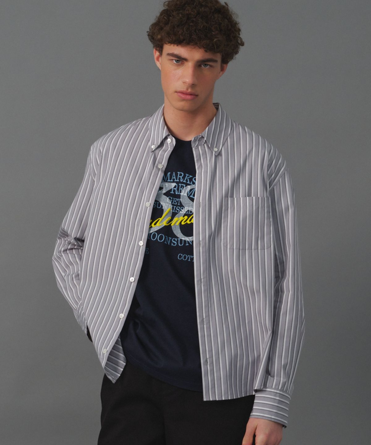 문선 아카이브(MOONSUN ARCHIVE) M.C UNISEX, Classic Shirt / Gray Stripe