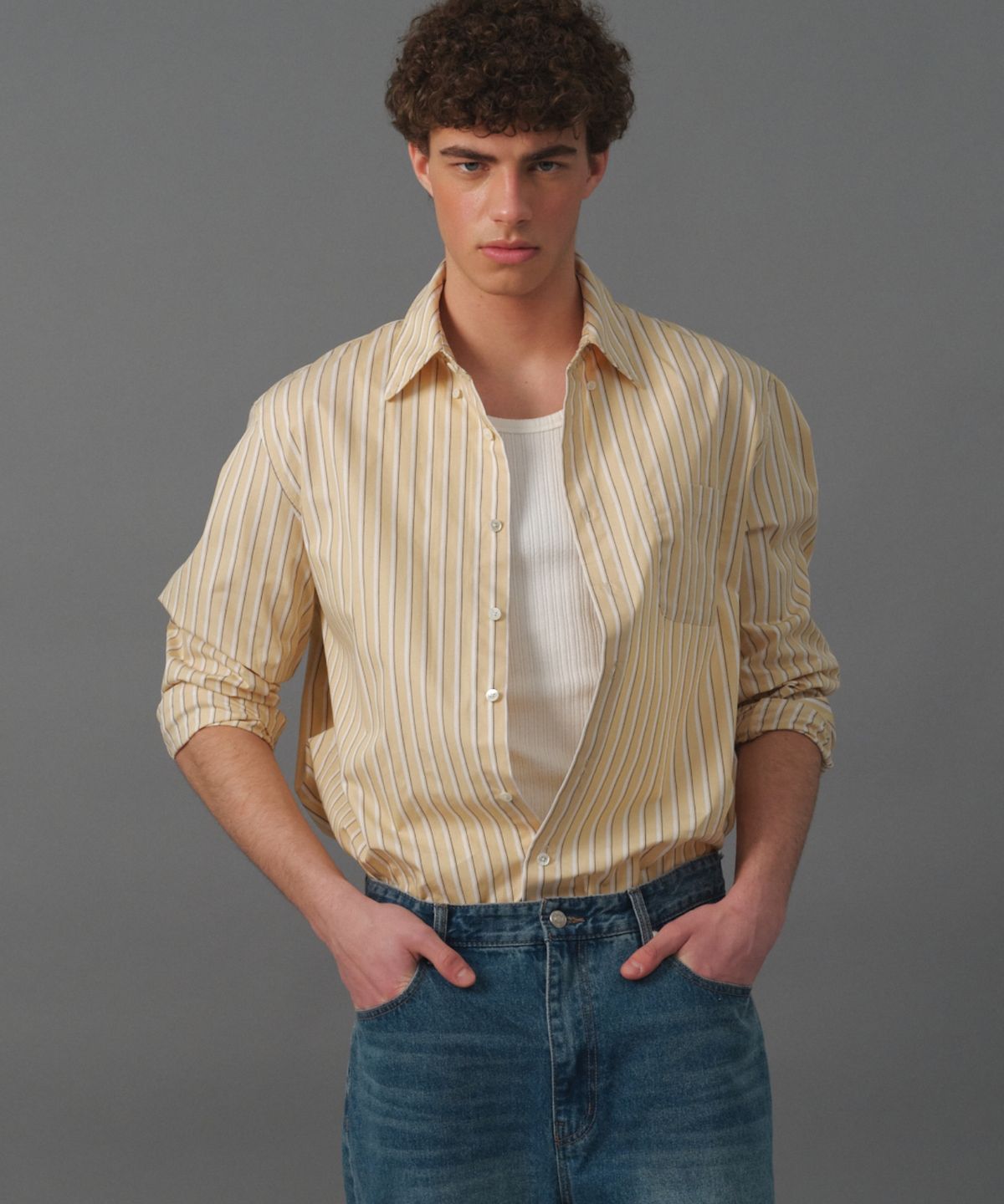 문선 아카이브(MOONSUN ARCHIVE) M.C UNISEX, Classic Shirt / Yellow Stripe
