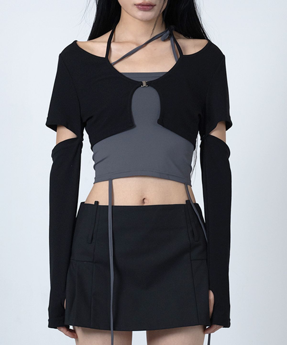 어세이(ASSAY) Bella String Crop Cardigan (Black)