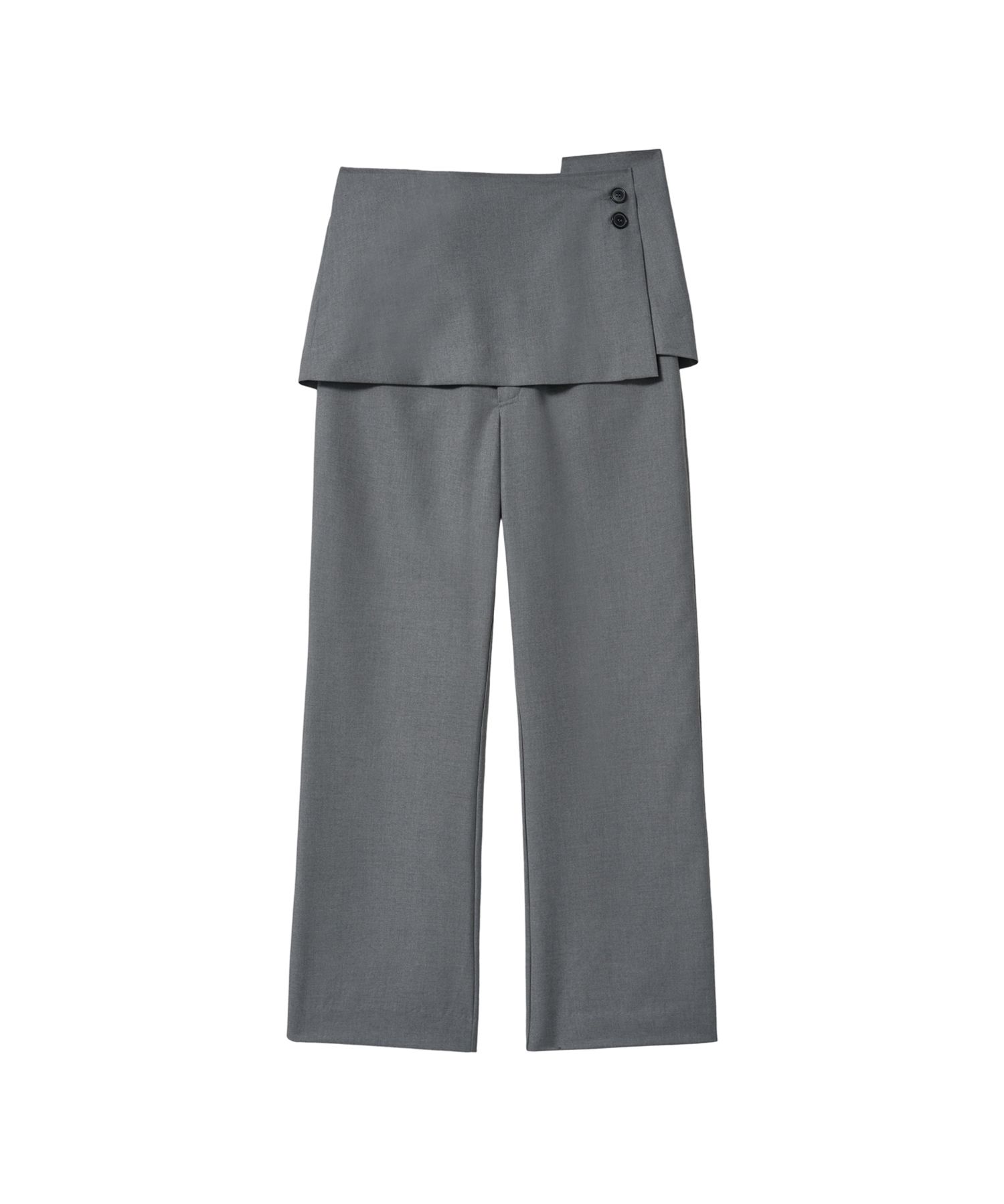 MUSINSA | PARAKEET Layered skirt pants (gray)