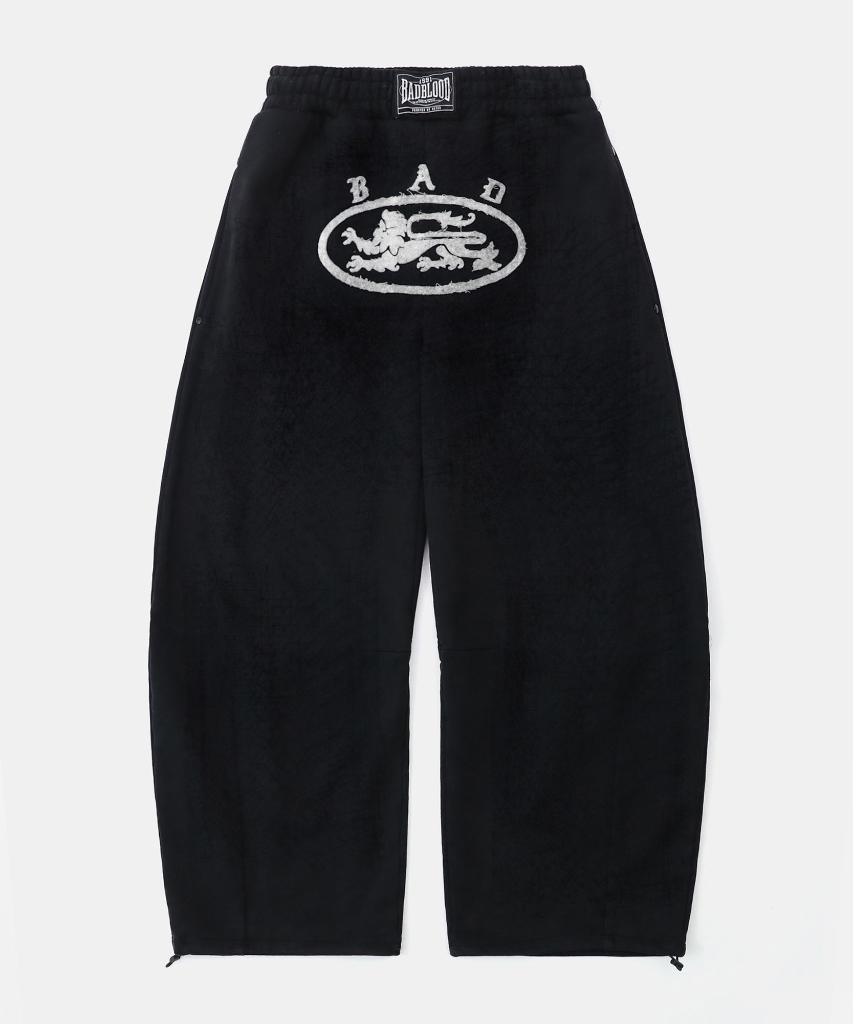 ★BADBLOOD★Lion Patch 2Way Curved Jogger Washed Black White MUSINSA | BADBLOOD Lion Patch 2 Way Curved Jogger - Washed Black