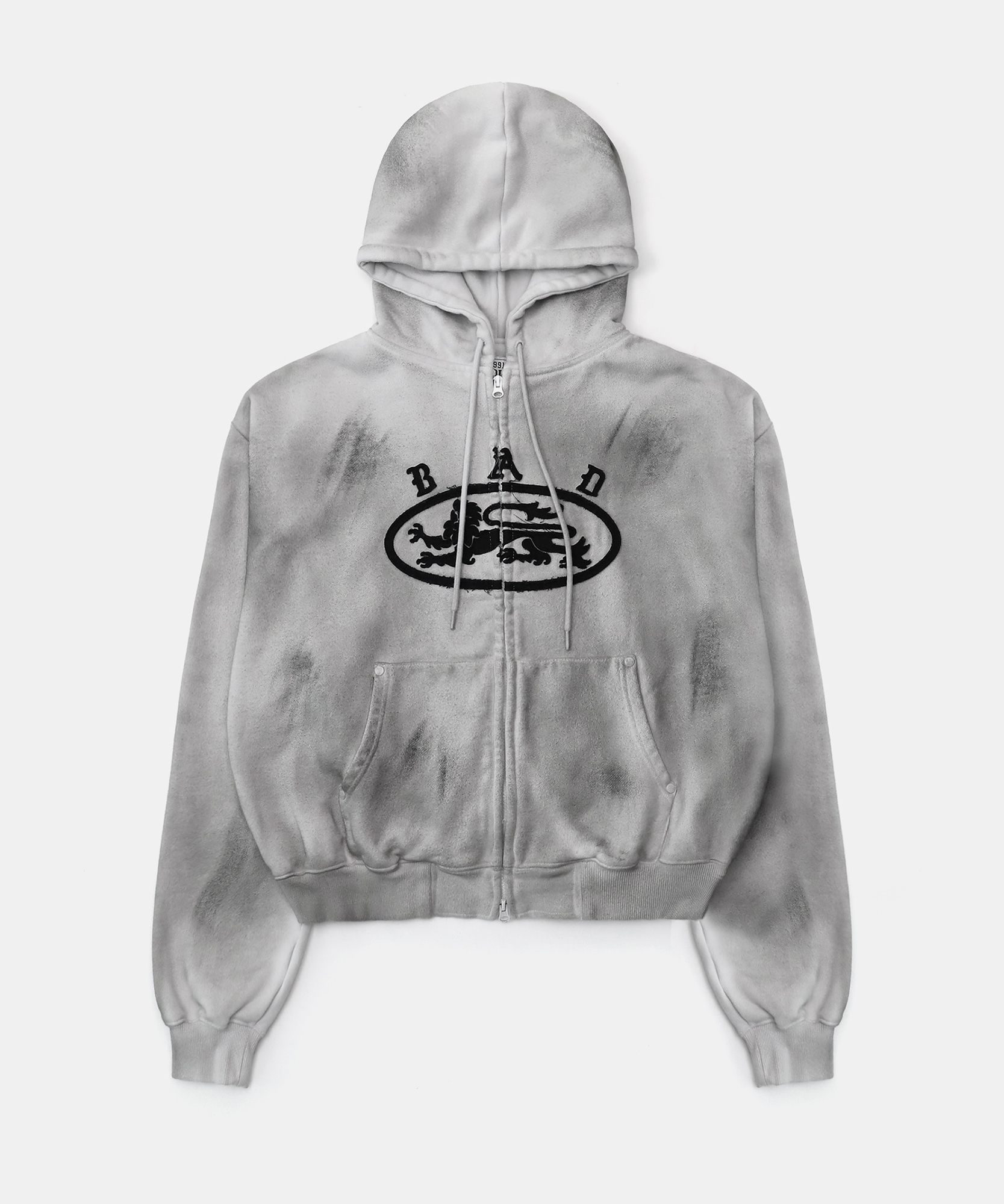 トップス BADBLOOD Lion Patch Hoodie Washed White MUSINSA | BADBLOOD Lion Patch Hoodie Zip-Up - Washed White