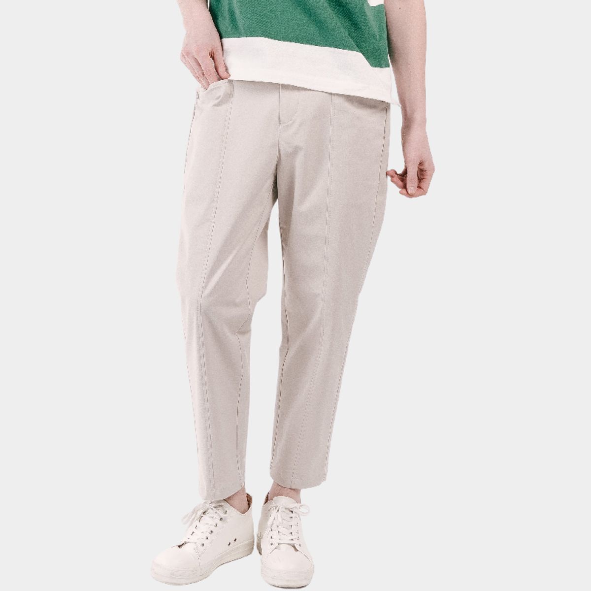 커스텀어스(CUSTOMUS) 유니크 포켓 디테일 슬림핏 남자 밴딩 팬츠 CXS25MWPT425 BEI