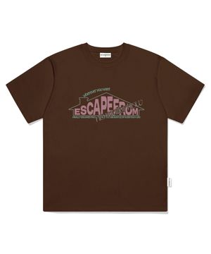 침니 홈 프린트 오버핏 반팔티 브라운