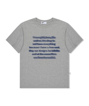 페이드 텍스트 프린트 오버핏 반팔티 그레이