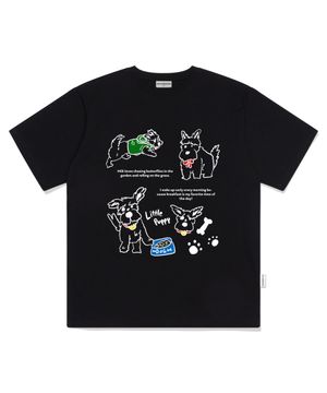 밀크 퍼피 프린트 오버핏 반팔티 블랙
