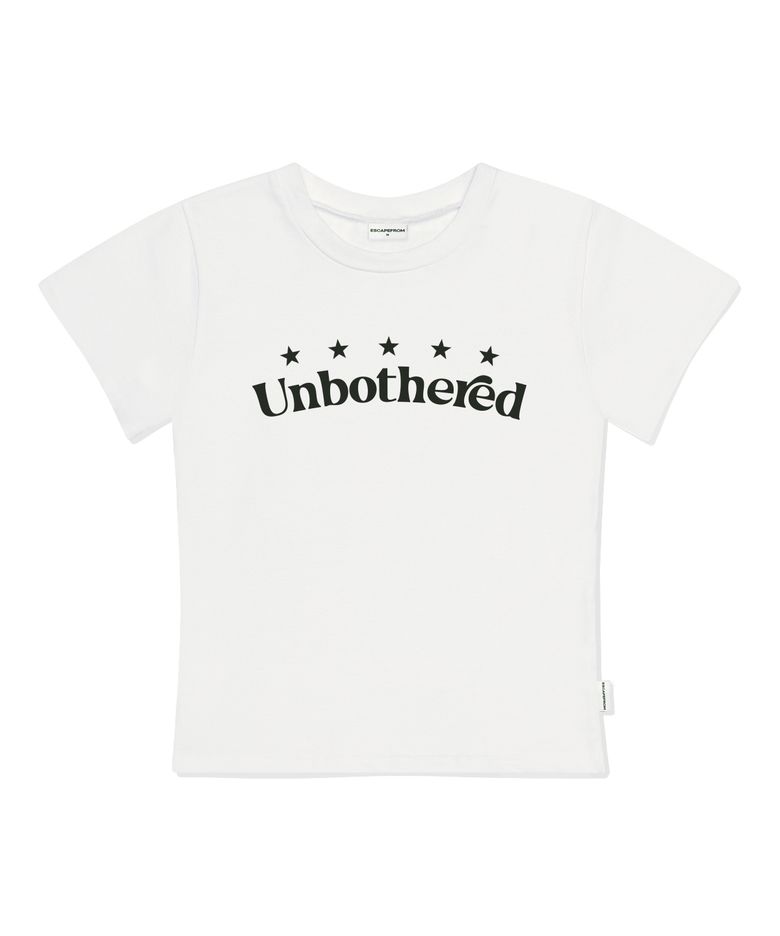 Unbothered 프린트 슬림핏 반팔티 아이보리