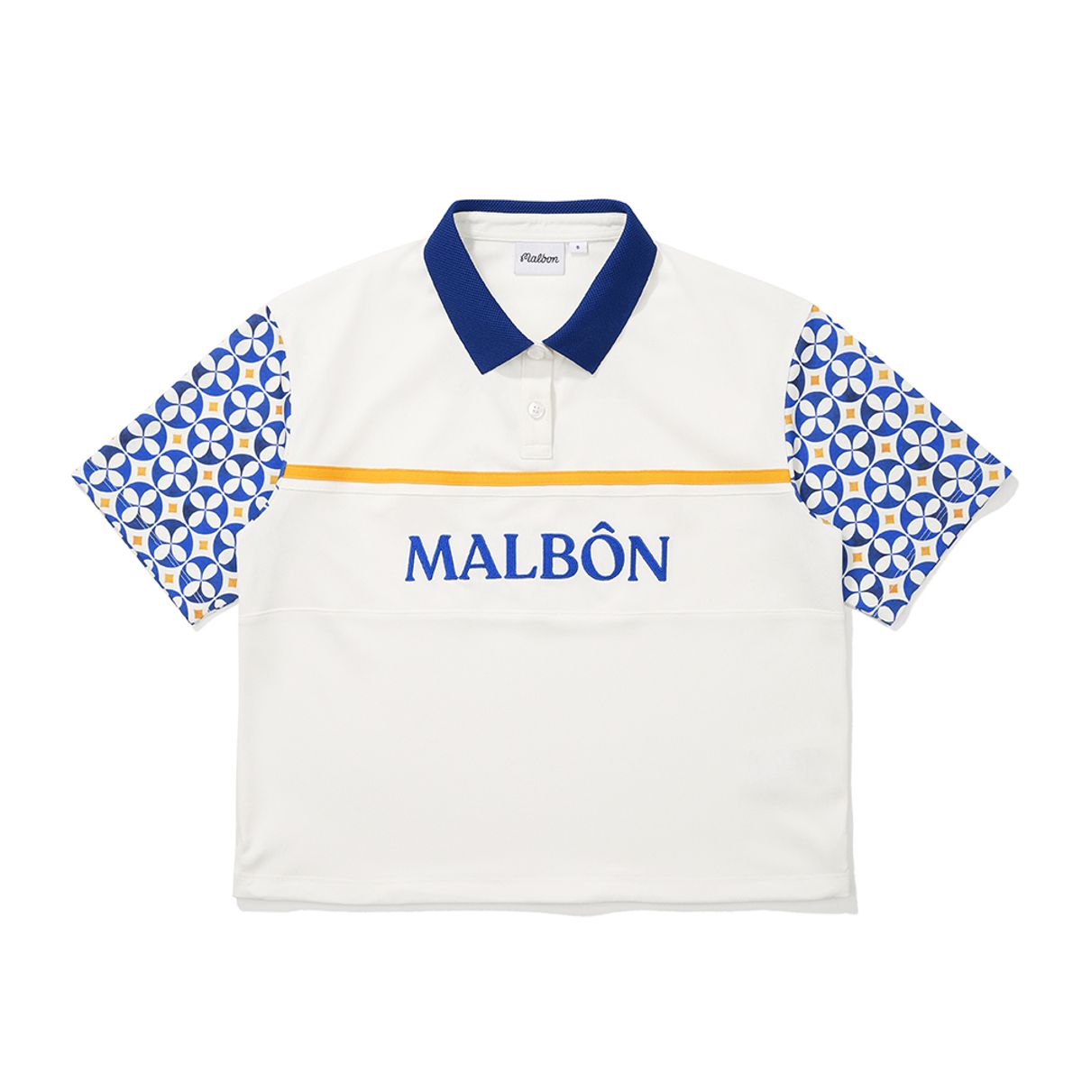말본 골프(MALBON GOLF) 컬러 블럭 오버핏 피케 티셔츠 BLUE (WOMAN)