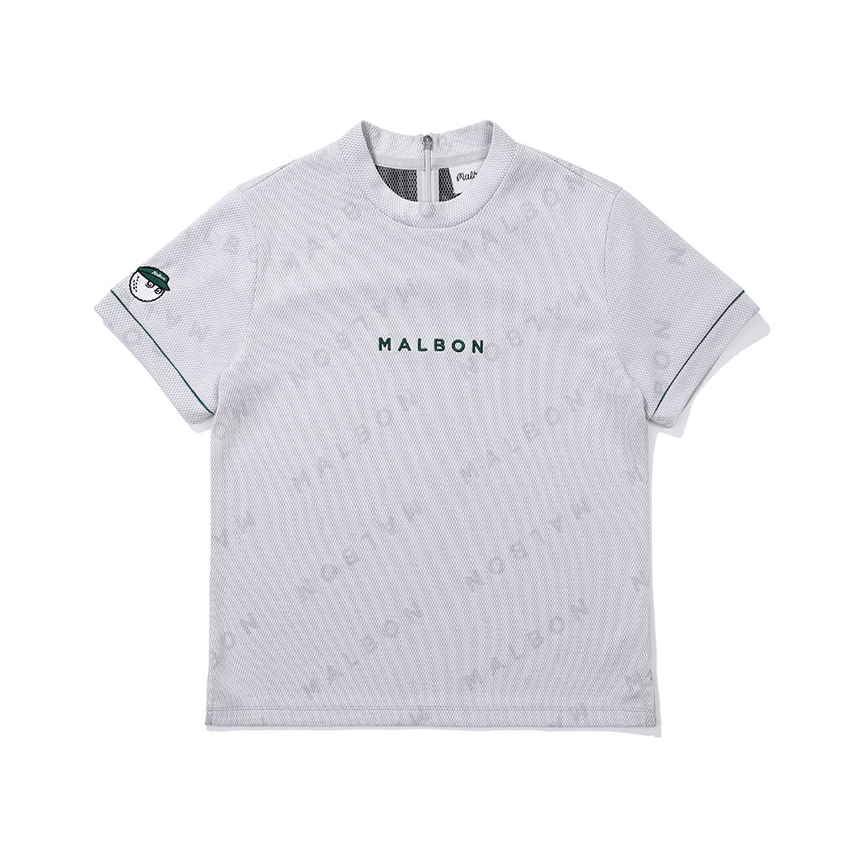 말본 골프(MALBON GOLF) 빅로고 포인트 헨리넥 오버핏 우븐 탑 OFF WHITE (WOMAN)