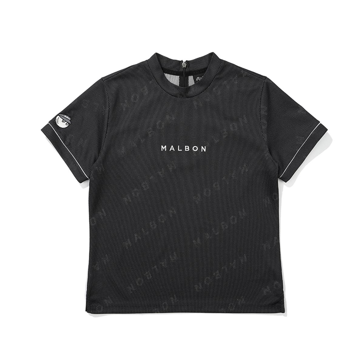 말본 골프(MALBON GOLF) 빅로고 포인트 헨리넥 오버핏 우븐 탑 BLACK (WOMAN)