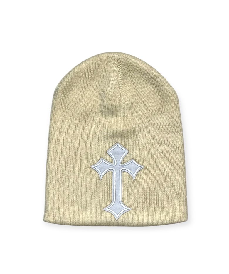 Cross Short Beanie (Ivory)