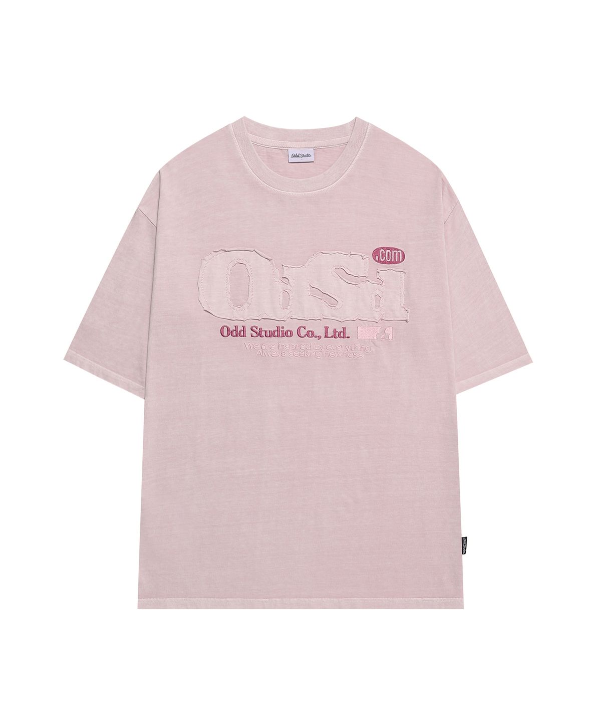 오드스튜디오(ODDSTUDIO) ODSD 피그먼트 데미지 티셔츠 - LIGHT PINK