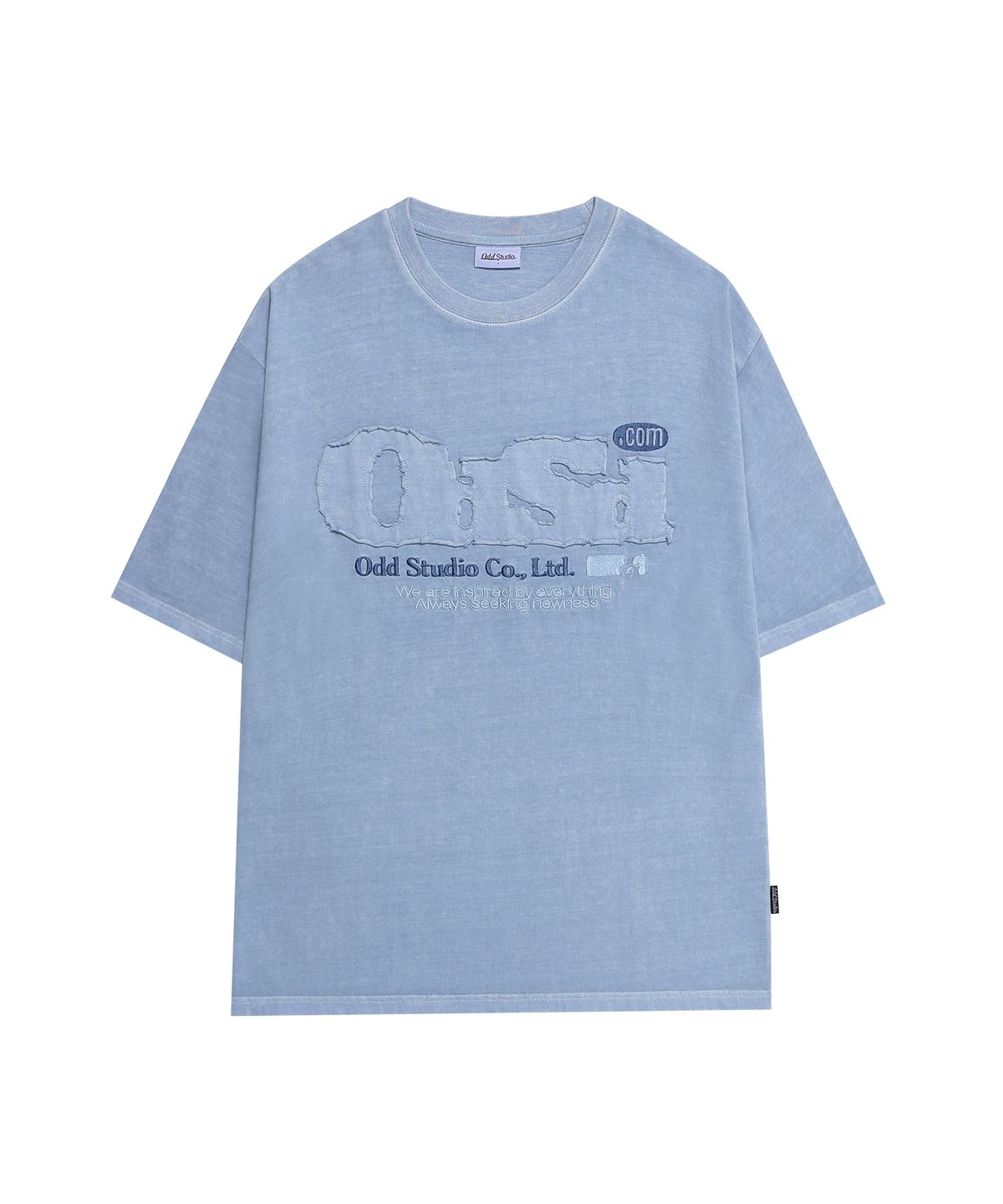 오드스튜디오(ODDSTUDIO) ODSD 피그먼트 데미지 티셔츠 - ASH SKY