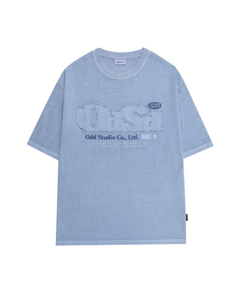 ODSD 피그먼트 데미지 티셔츠 - ASH SKY