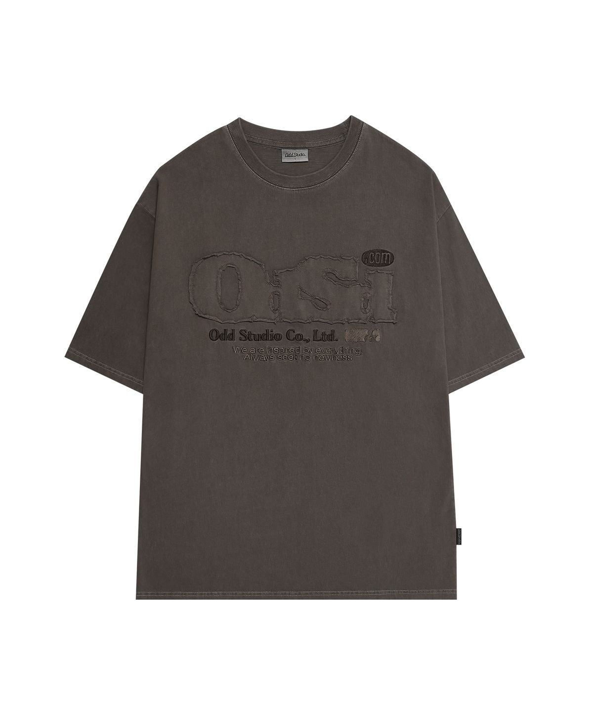 오드스튜디오(ODDSTUDIO) ODSD 피그먼트 데미지 티셔츠 - BROWN
