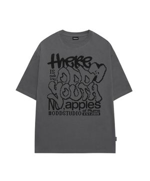 애플 픽셀 그래픽 오버핏 티셔츠 - LIGHT CHARCOAL