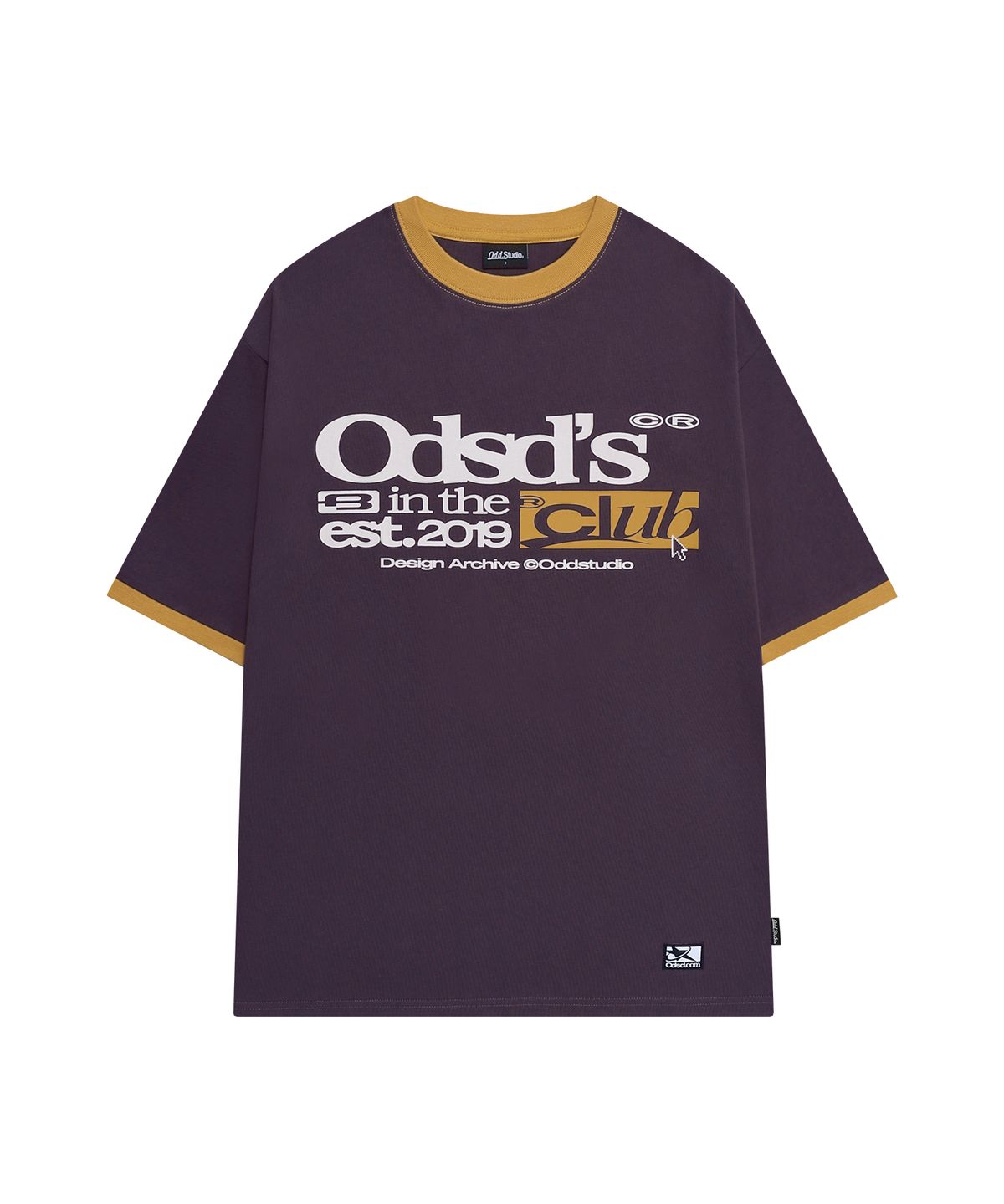 오드스튜디오(ODDSTUDIO) ODSD 링거 컬러블록 오버핏 티셔츠 - DARK PURPLE