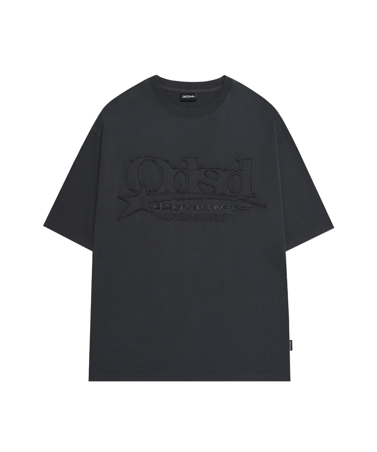 오드스튜디오(ODDSTUDIO) ODSD 스타 워시드 오버핏 티셔츠 - CHARCOAL