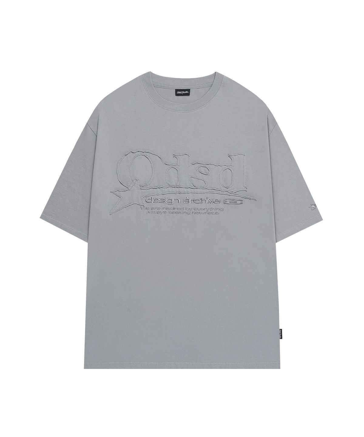 오드스튜디오(ODDSTUDIO) ODSD 스타 워시드 오버핏 티셔츠 - LIGHT GRAY