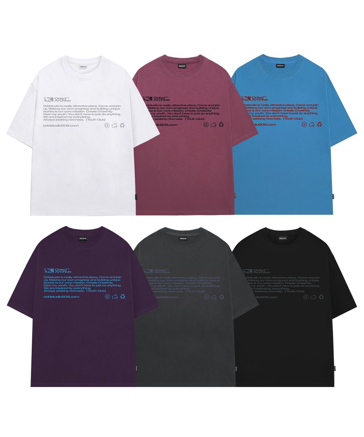오드스튜디오(ODDSTUDIO) 아카이빙 그래픽 오버핏 티셔츠 - 6COLOR