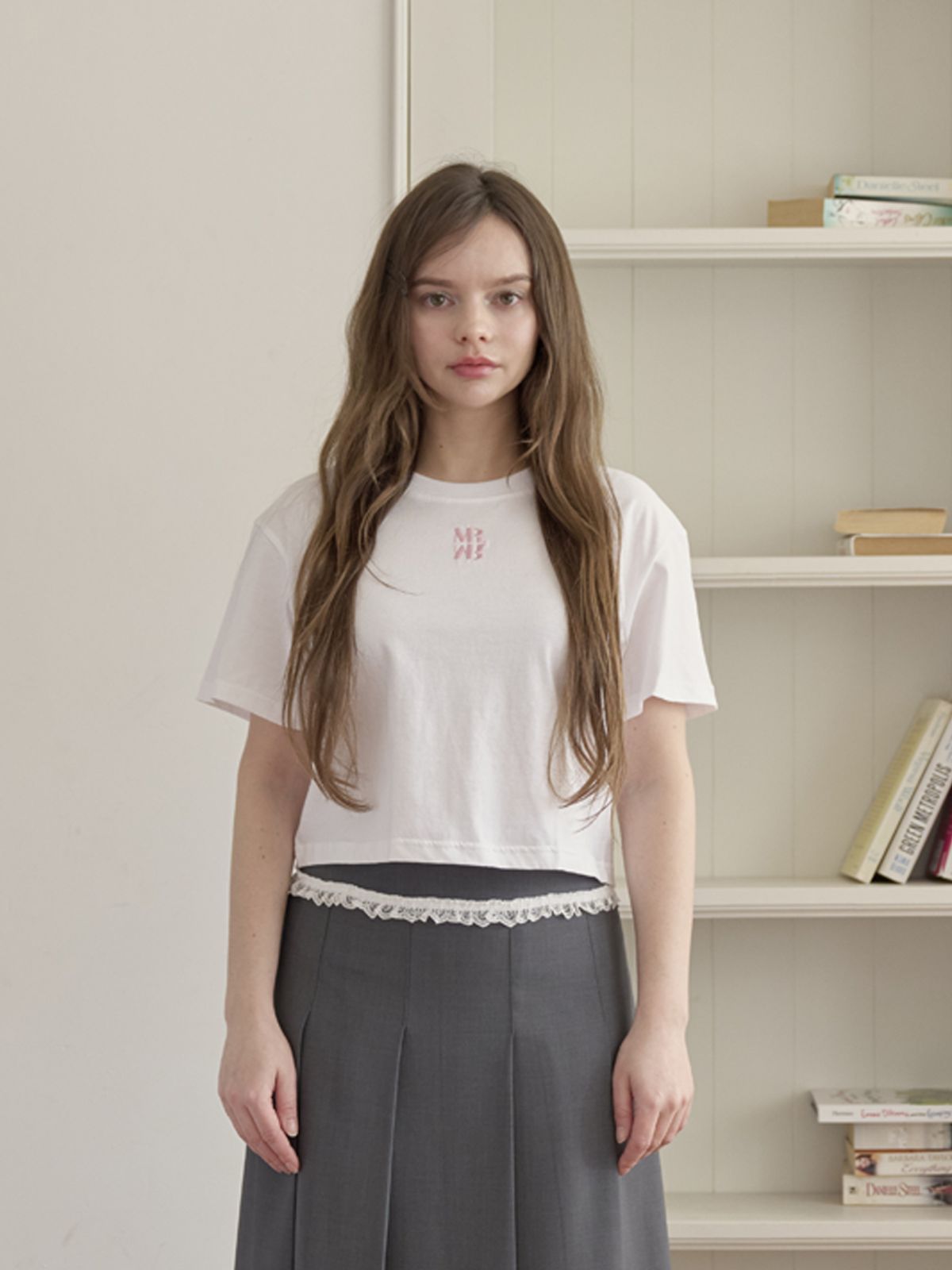 미에르꼴레스(MIERCOLES) MR CROP T-SHIRT [white/pink]