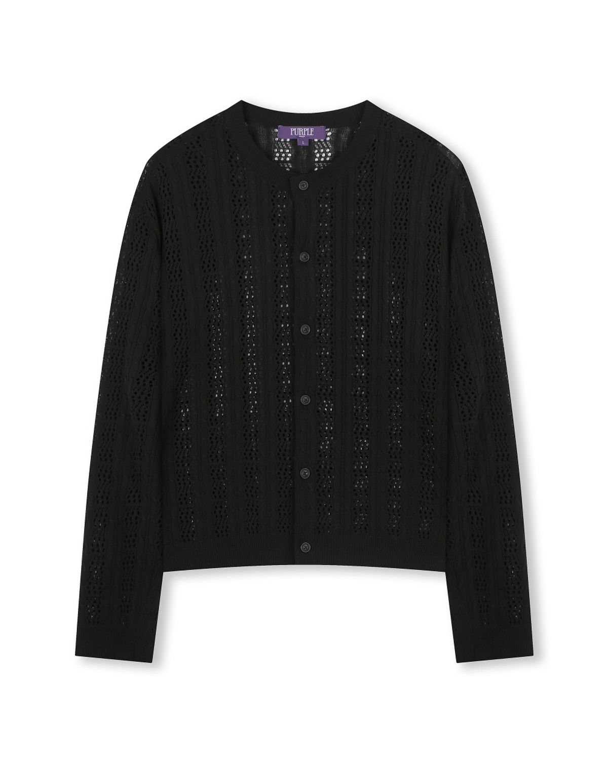 비슬로우(BESLOW) CROCHET CREW NECK SHORT CARDIGAN BLACK