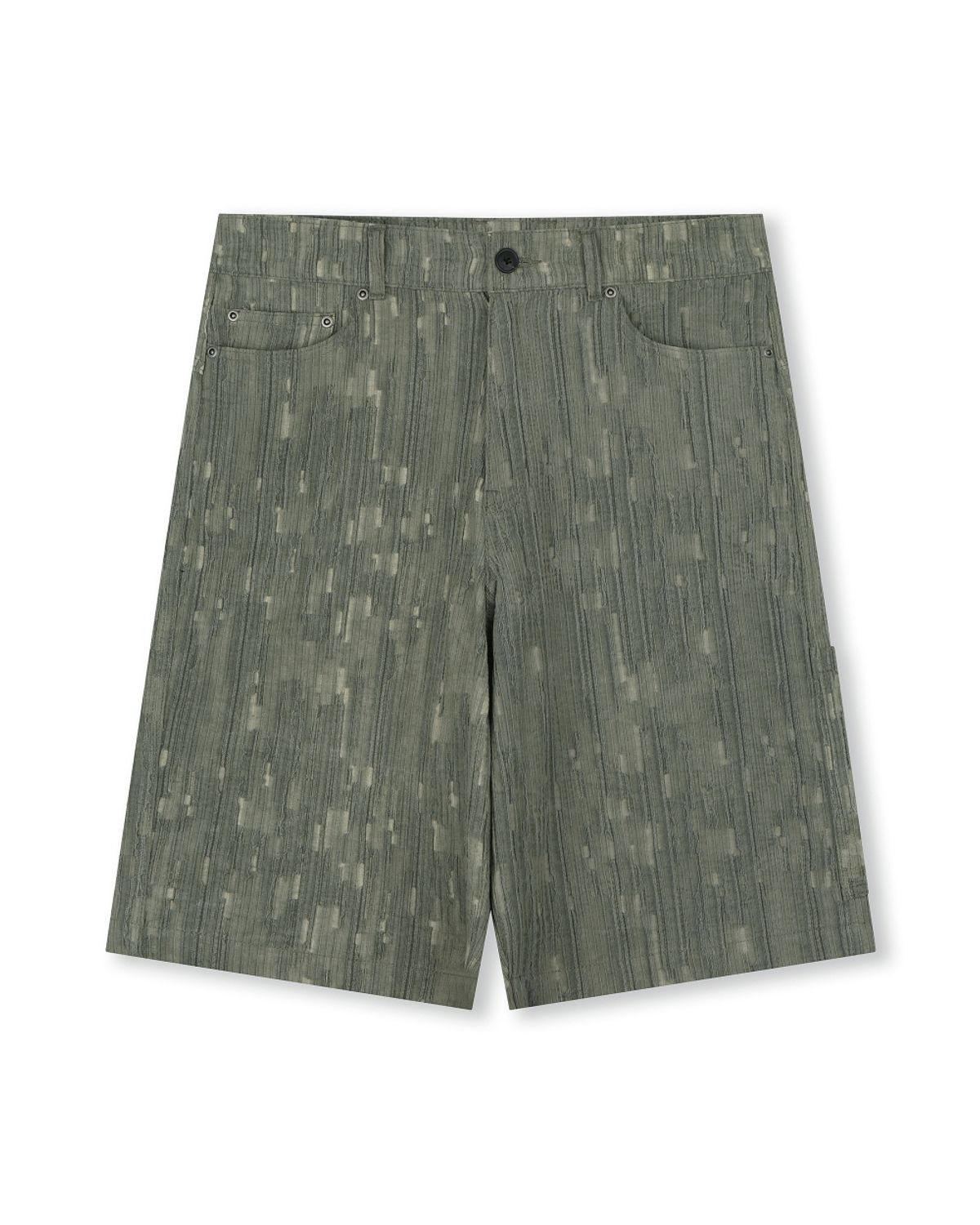 비슬로우(BESLOW) WASHED LINEN JACQUARD WORK SHORTS OLIVE