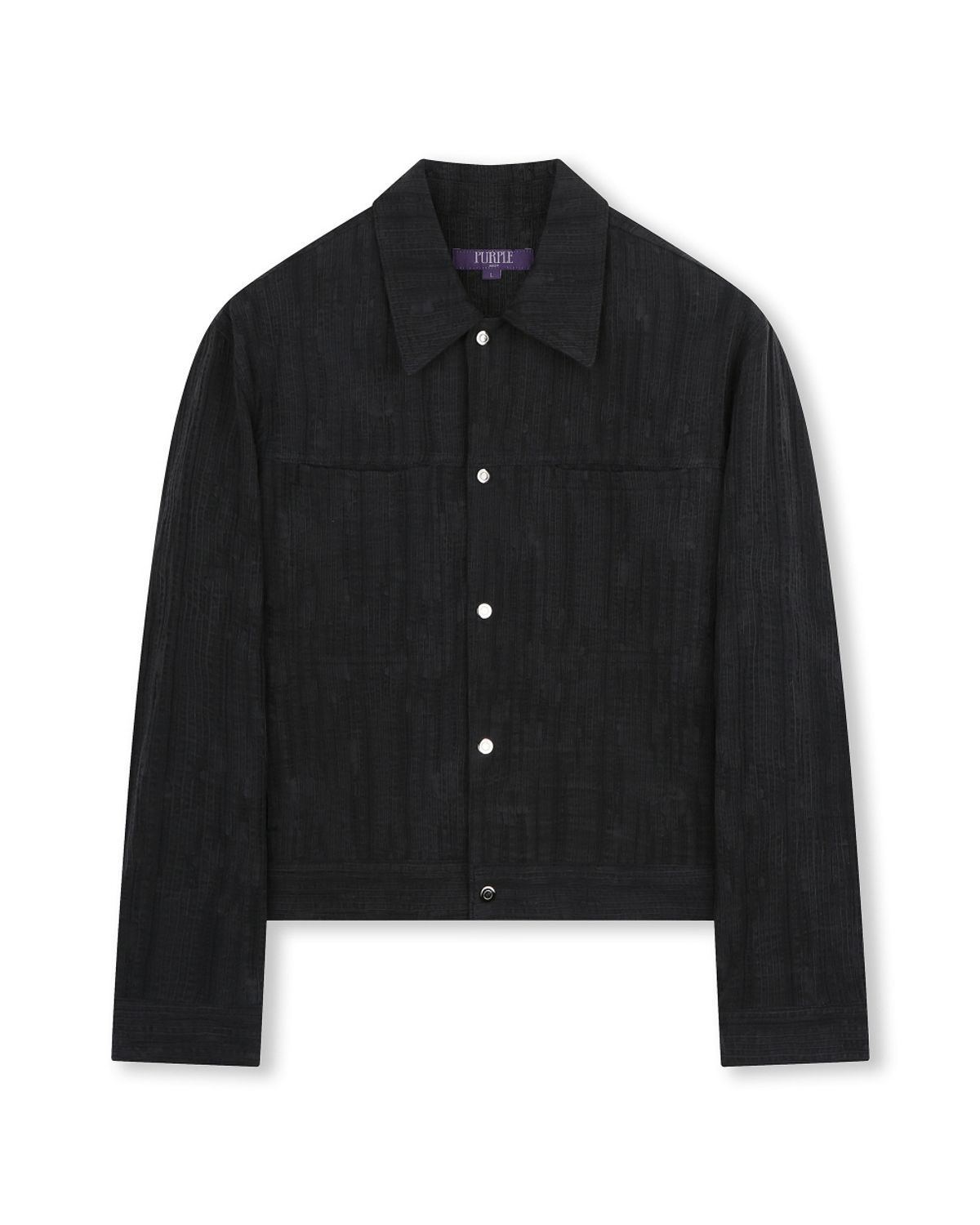 비슬로우(BESLOW) WASHED LINEN JACQUARD WORK JACKET BLACK