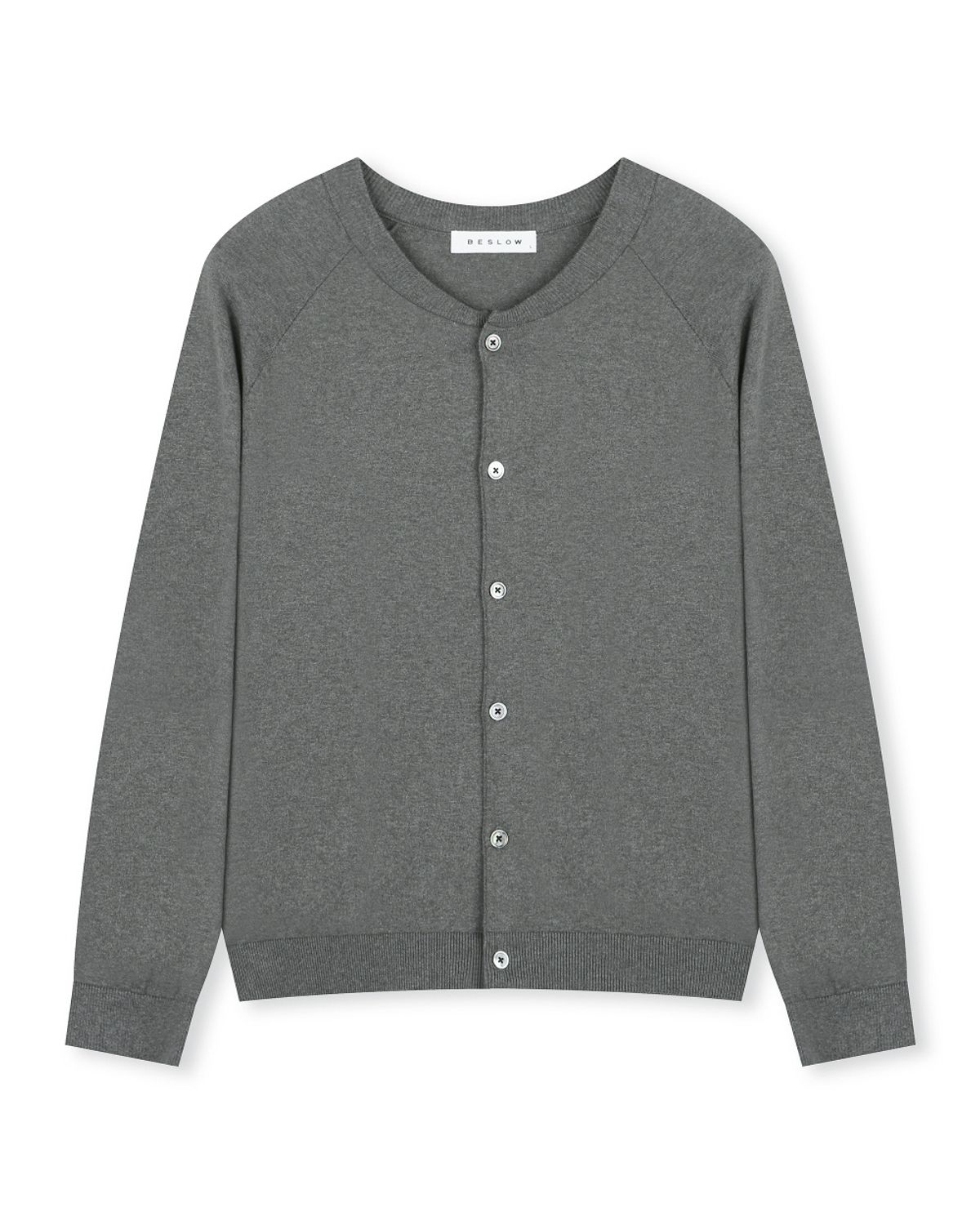 비슬로우(BESLOW) CREW NECK RELAXED SHORT CARDIGAN CHARCOAL
