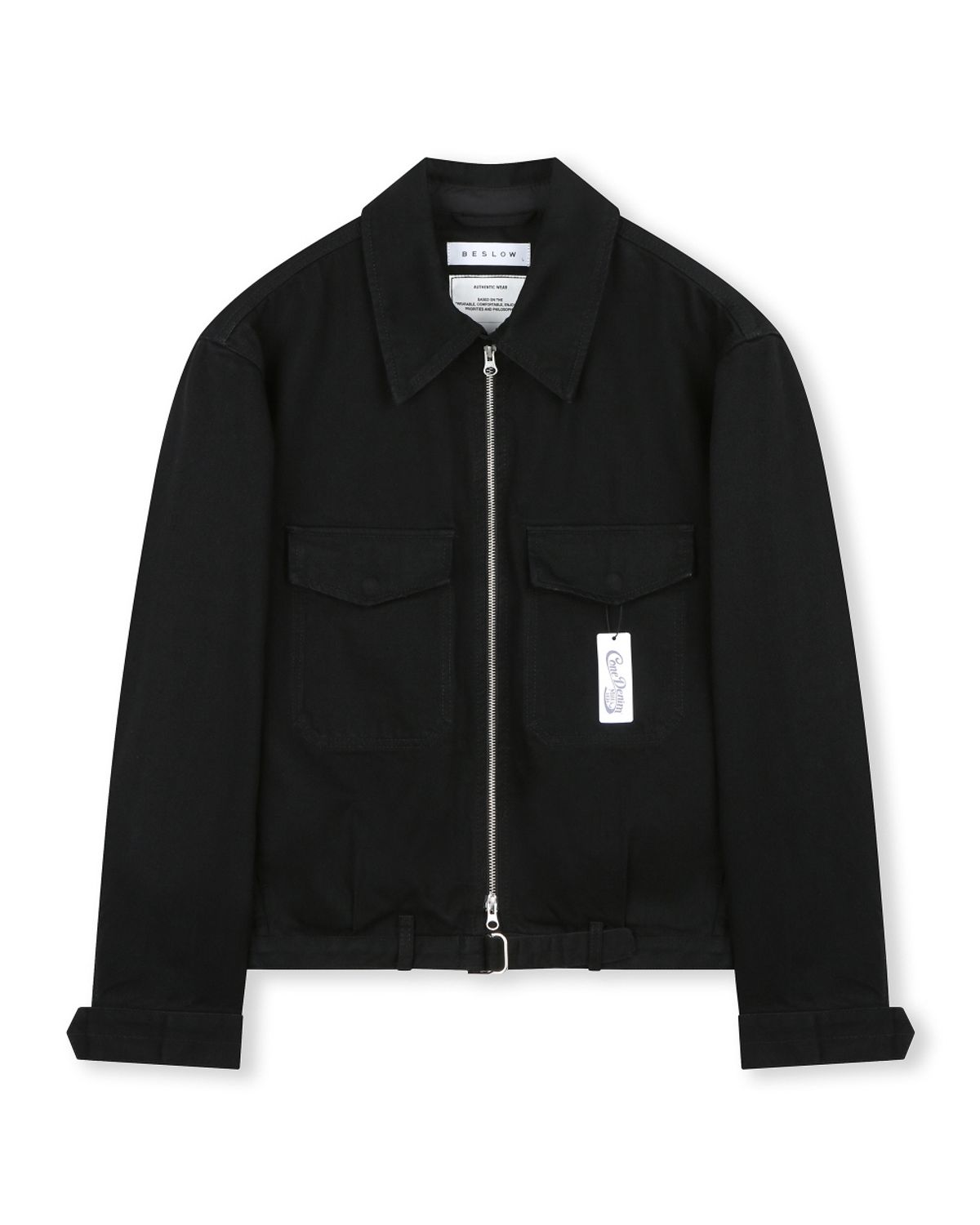 비슬로우(BESLOW) CONE MILL MILITARY ZIP-UP DENIM JACKET BLACK