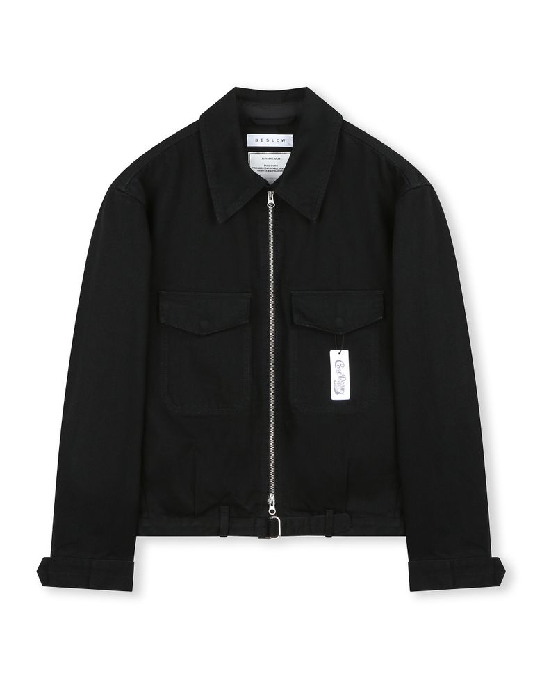 CONE MILL MILITARY ZIP-UP DENIM JACKET BLACK