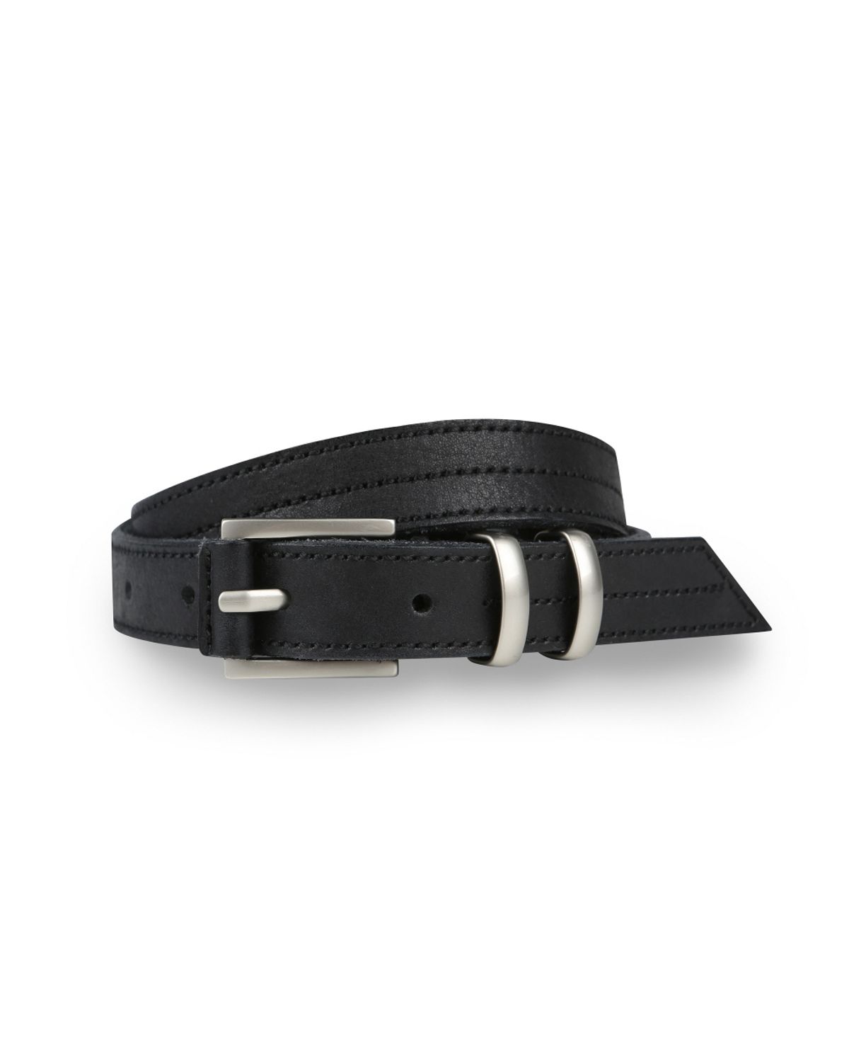 비슬로우(BESLOW) [비슬로우X데릭]SQUARE RING SLIM LEATHER WRAP BELT BLACK