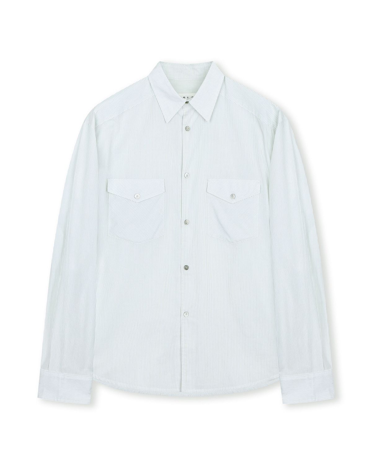 비슬로우(BESLOW) [비슬로우X데릭]STRIPE OFFICER SHIRT GREEN STRIPE