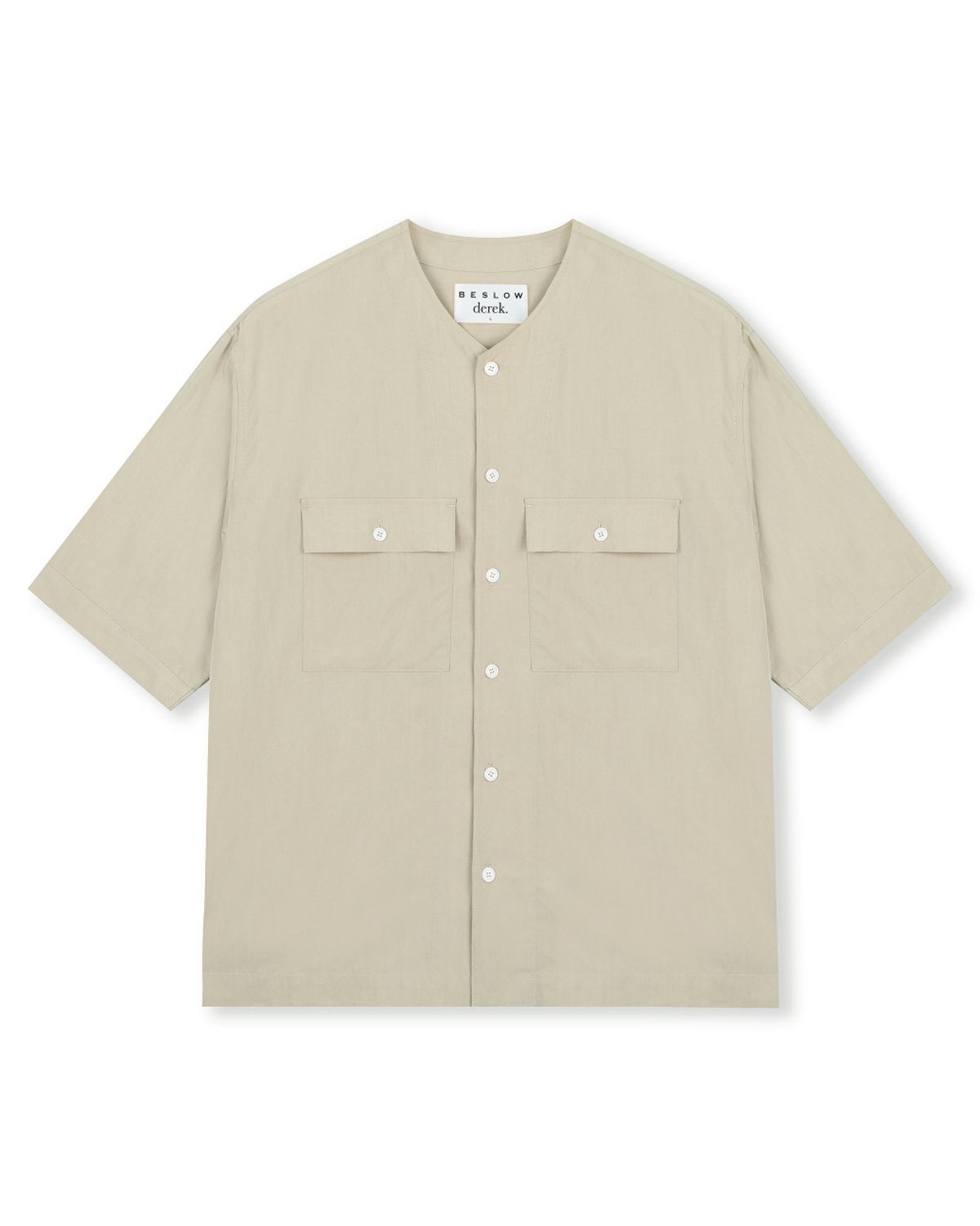 비슬로우(BESLOW) [비슬로우X데릭]CRINKLE COLLARLESS SHIRT ECRU