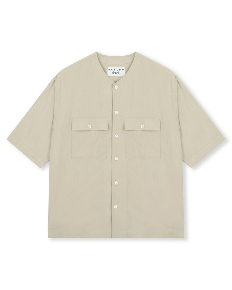 [비슬로우X데릭]CRINKLE COLLARLESS SHIRT ECRU