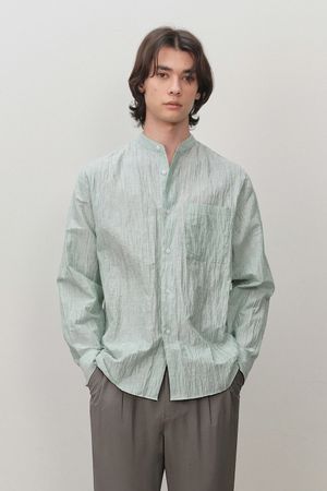 크리즈 린넨 스트라이프 셔츠 그린 BNESBA665GR