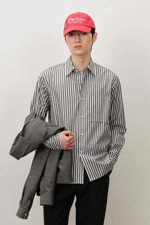 ITB 블랙 볼드 스트라이프 셔츠 블랙 BNESBA644BK