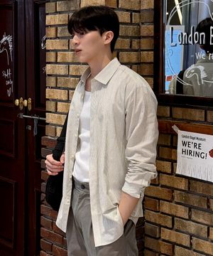 [에어쿨]코튼 세미 오버핏 셔츠- 6color