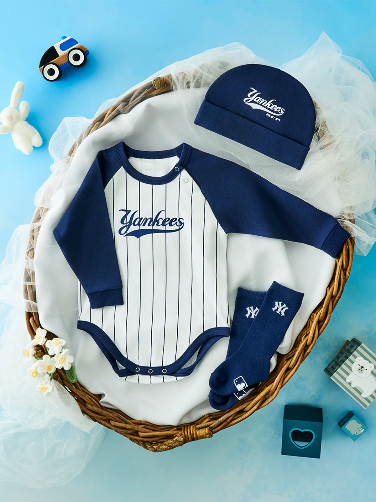엠엘비 키즈(MLB KIDS) 베이비 바디수트 패키지 NY (Navy)