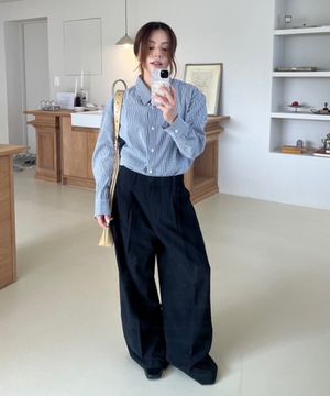 [W]원턱 와이드 슬랙스 - 4color