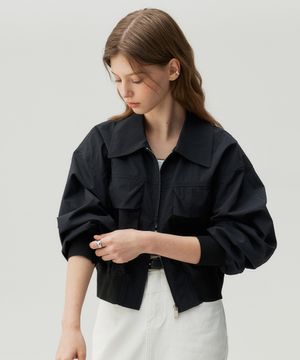 [W]크롭 블루종 점퍼