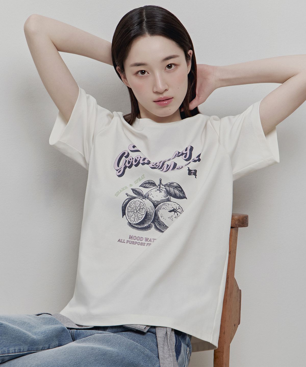 마인드브릿지 우먼(MIND BRIDGE WOMEN) [W][콜린스]수피마_그래픽 오버핏 티셔츠 - 2color