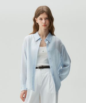 [W]시어 세미 오버핏 투웨이 셔츠 - 2color