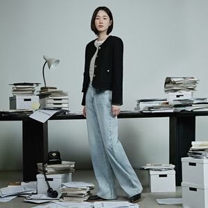 [W][쿨]와이드 연청 데님 팬츠