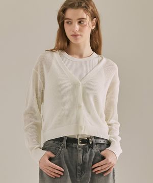 [W]네트 조직 가디건 - 2color