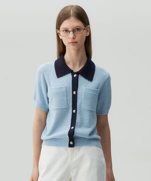 [W][COUTURE]부클 배색 가디건 - 2color