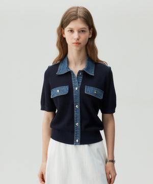 [W]데님 믹스 가디건