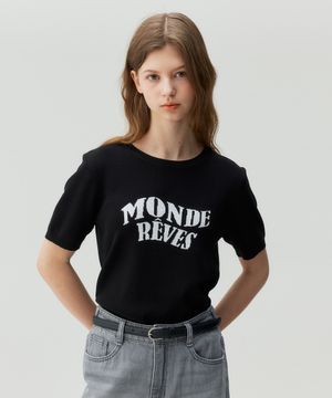 [W]레터링 자카드 니트 - 2color