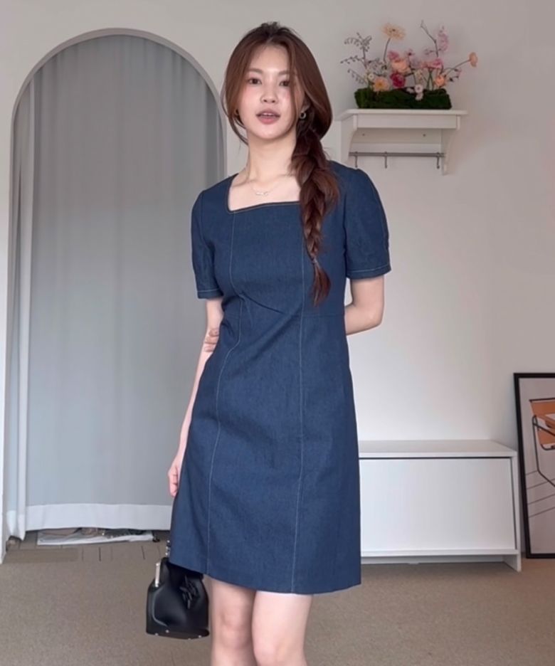 [W]스퀘어넥 미니 원피스